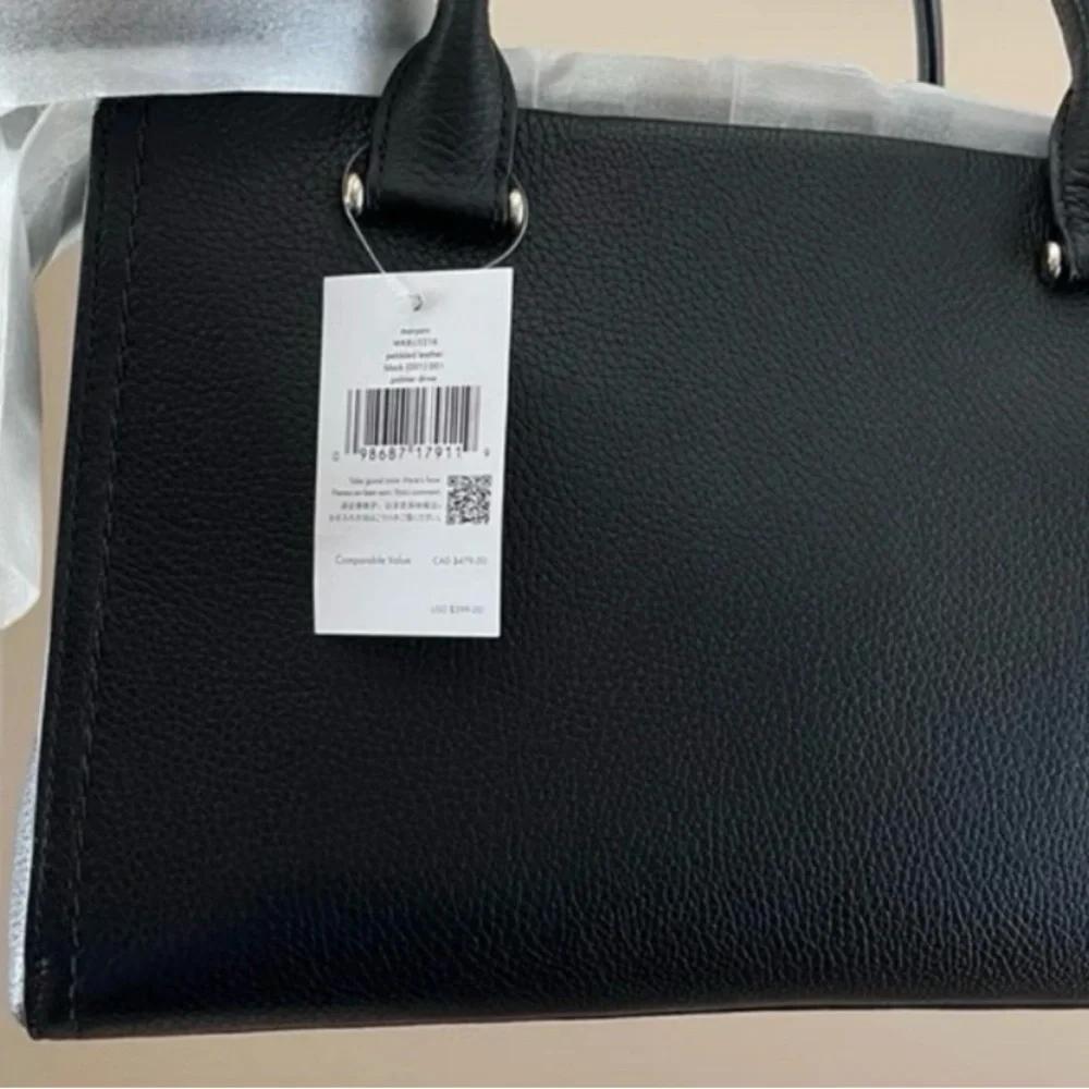 kate spade Black Leather Satchel with Tassel Charm
